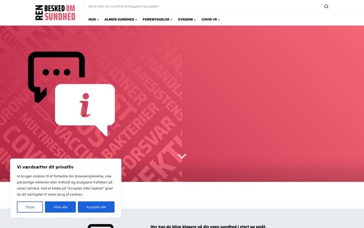 Screenshot of renbeskedomsundhed.dk