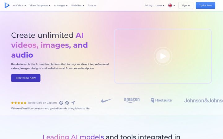 Екранна снимка на renderforest.com