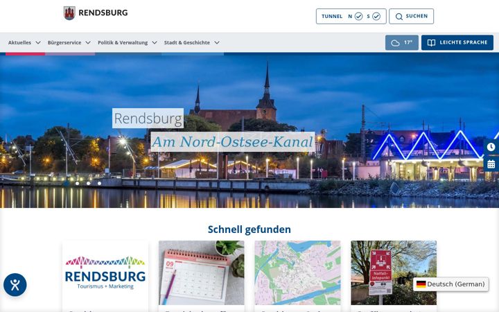 Screenshot of rendsburg.de