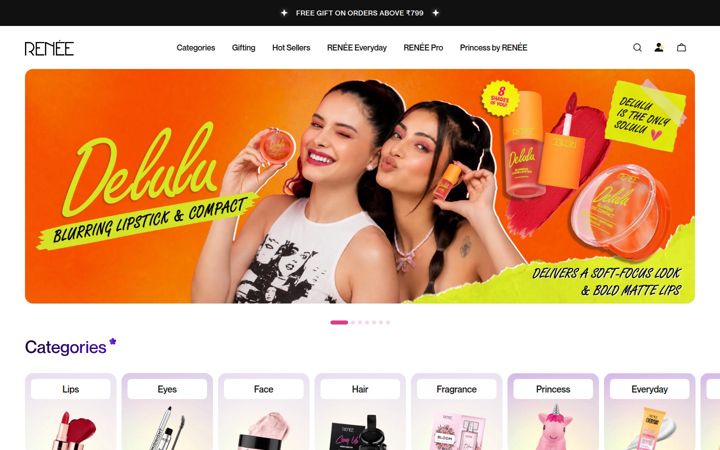 Screenshot of reneecosmetics.in