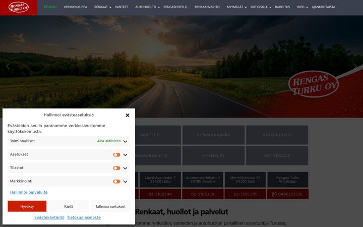 Skärmbild av rengasturku.fi