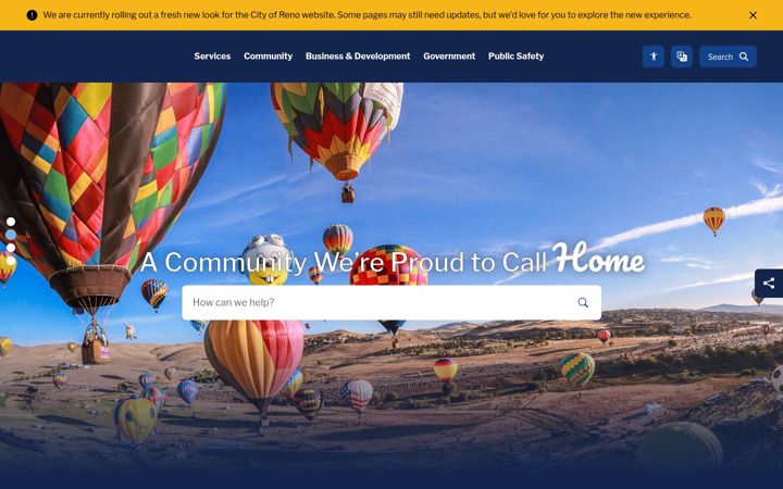 Screenshot of reno.gov