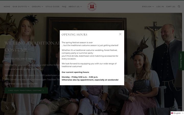 Screenshot of rent-a-lederhose.com