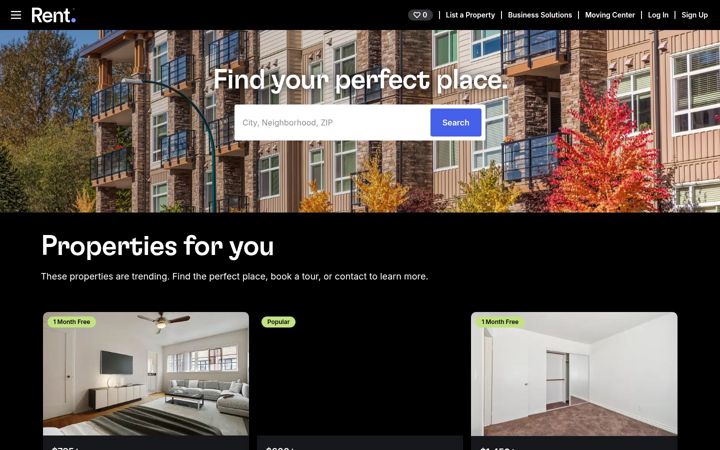 Skærmbillede af rent.com