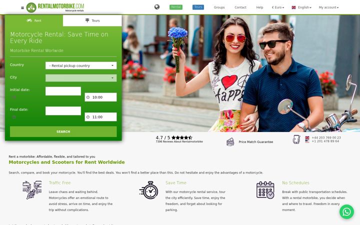 Screenshot of rentalmotorbike.com