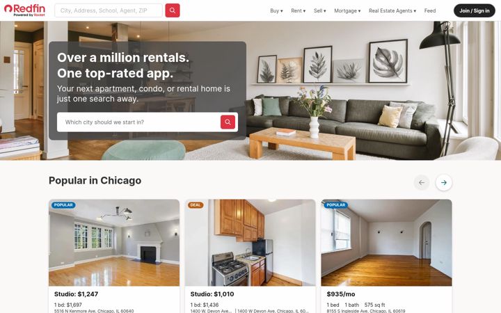 Screenshot of rentals.com