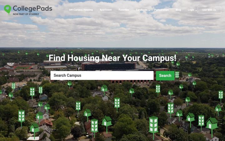 Screenshot von rentcollegepads.com