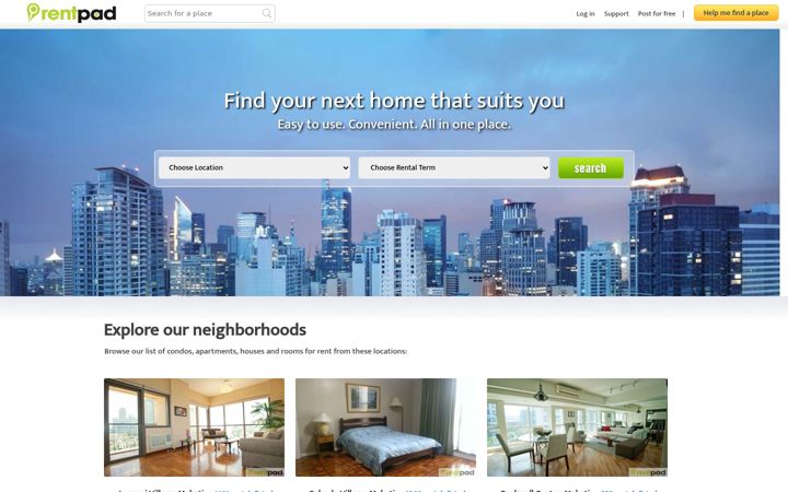 Screenshot of rentpad.com.ph