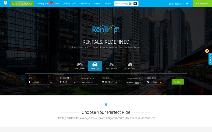 Screenshot of rentrip.in