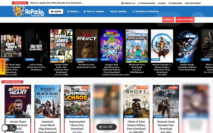 Screenshot of repack-games.com