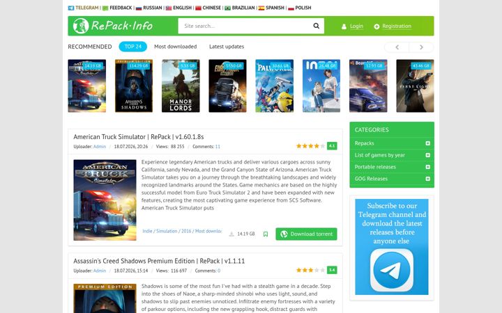 Screenshot di repack.info