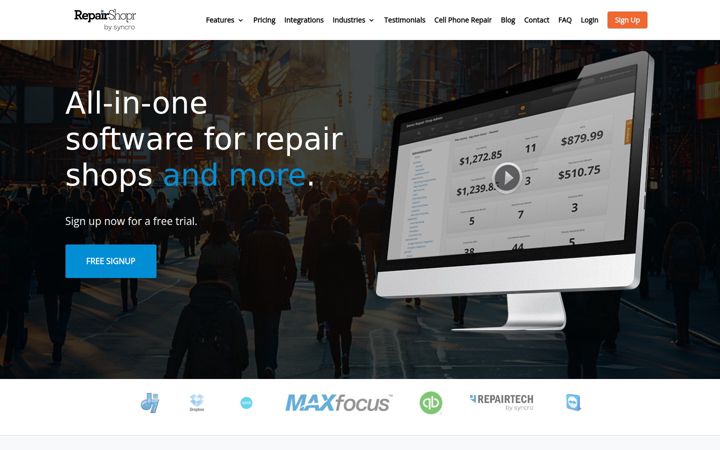 Screenshot of repairshopr.com