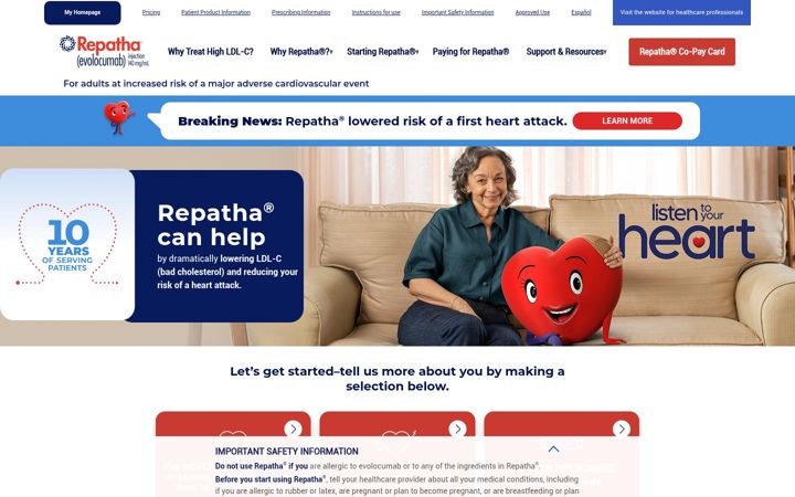 Screenshot of repatha.com
