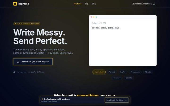 Screenshot of rephrase.space