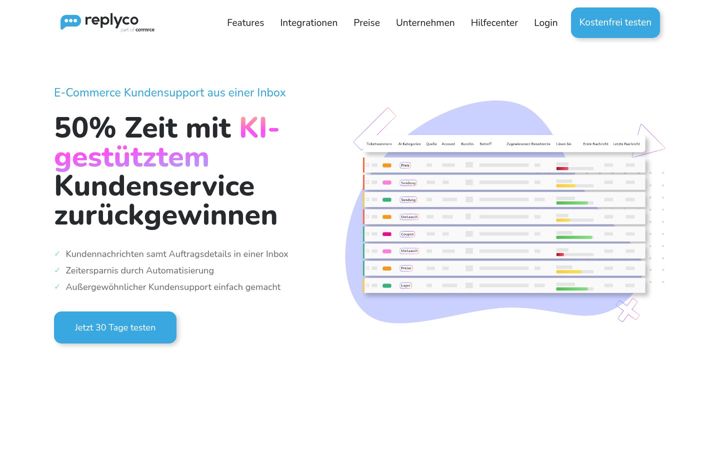 Skærmbillede af replyco.io