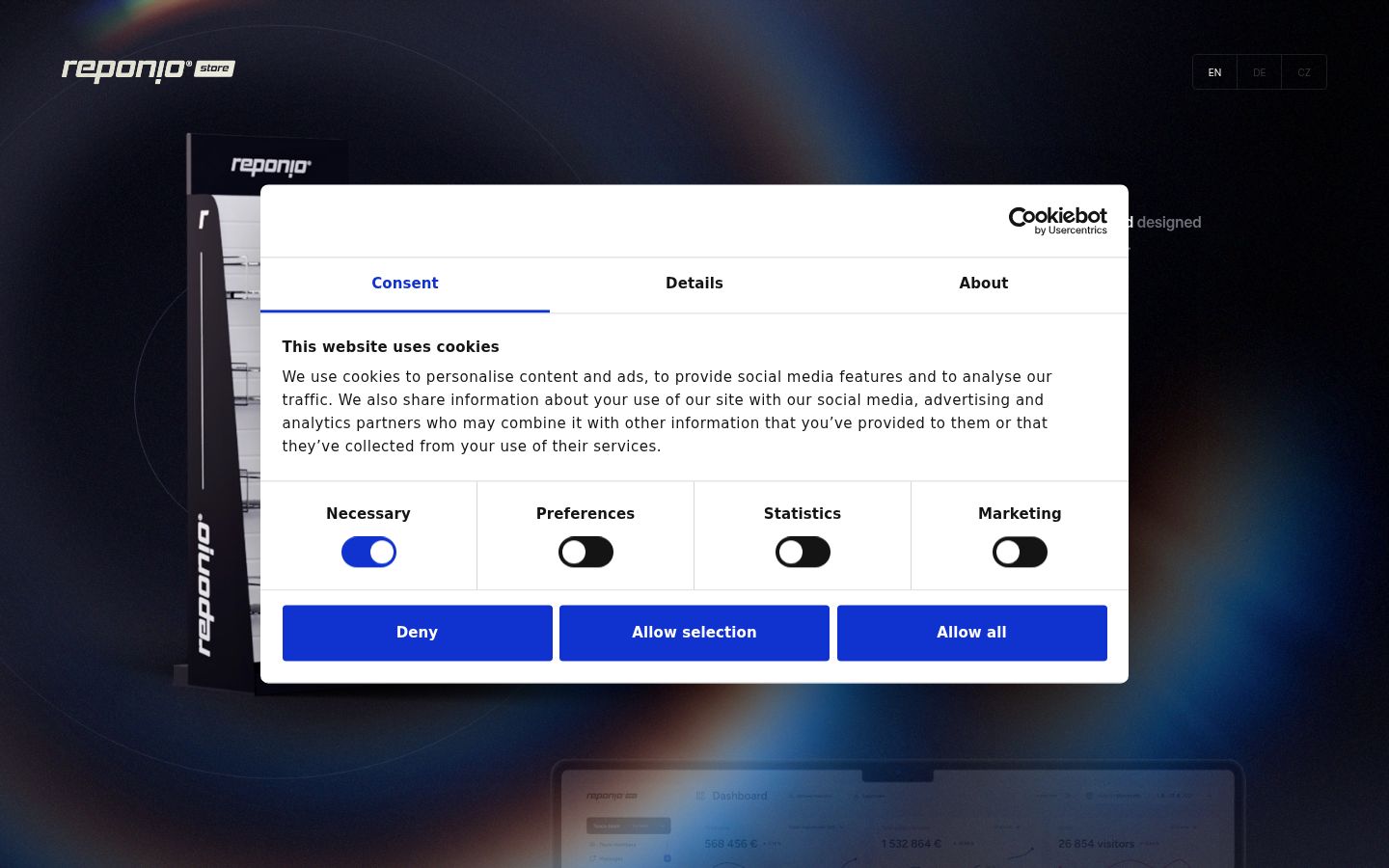 Screenshot del banner di consenso mostrato prima di qualsiasi interazione