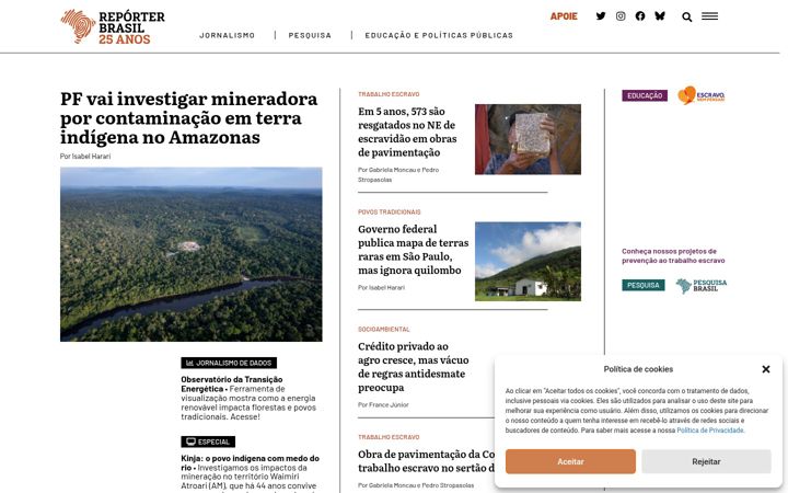 Screenshot of reporterbrasil.org.br