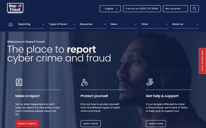 Screenshot of reportfraud.police.uk