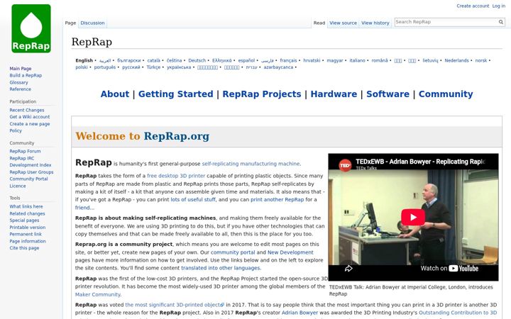 Screenshot ta' reprap.org