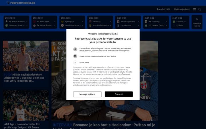 Screenshot of reprezentacija.ba