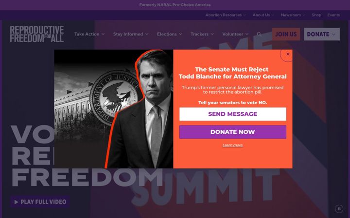 Screenshot of reproductivefreedomforall.org