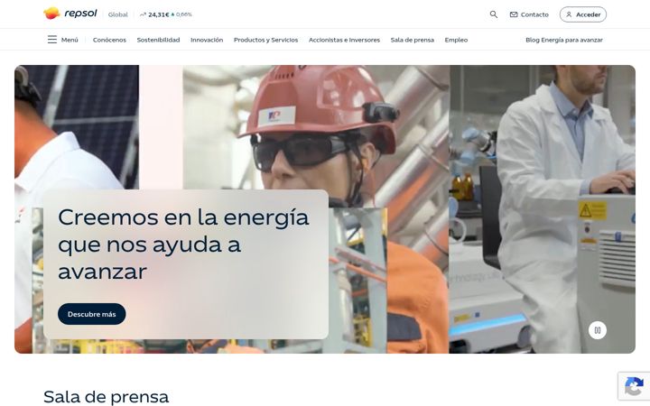 Snímek obrazovky repsol.com