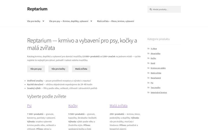 Skärmbild av reptarium.cz
