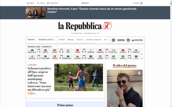 Screenshot of repubblica.it
