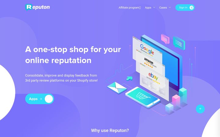 Captură de ecran a reputon.com