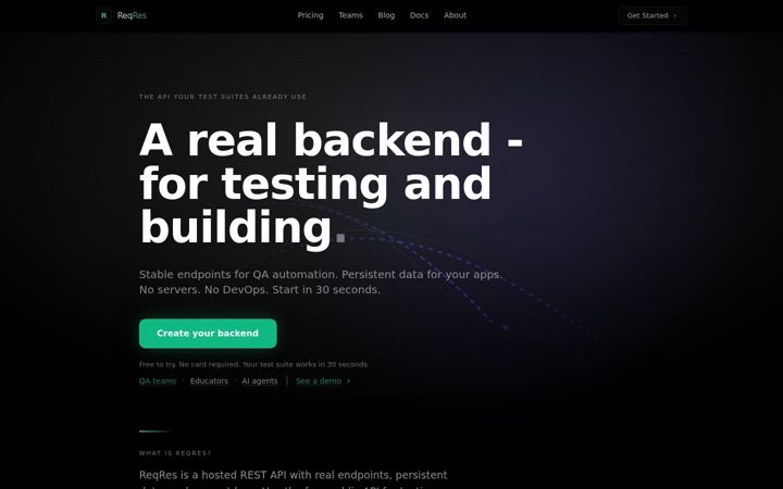 Screenshot of reqres.in