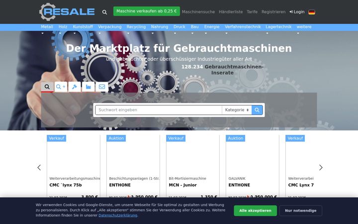Screenshot of resale.de