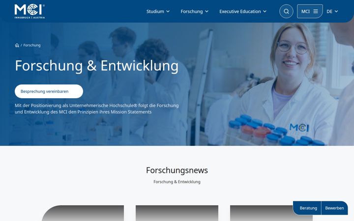 Screenshot of research.mci.edu