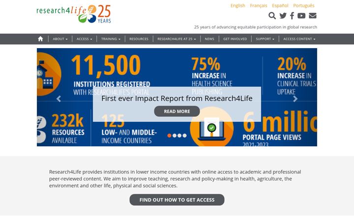 Screenshot of research4life.org
