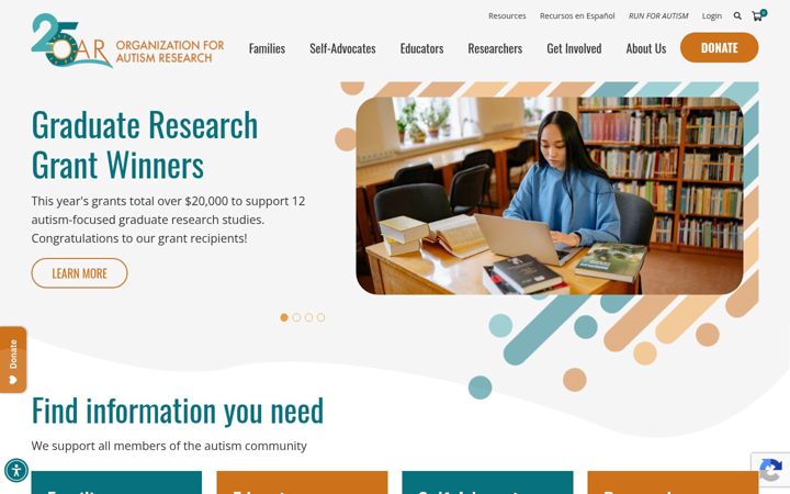 Screenshot von researchautism.org
