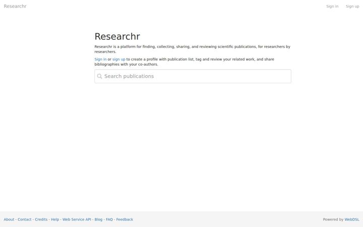 Posnetek zaslona researchr.org