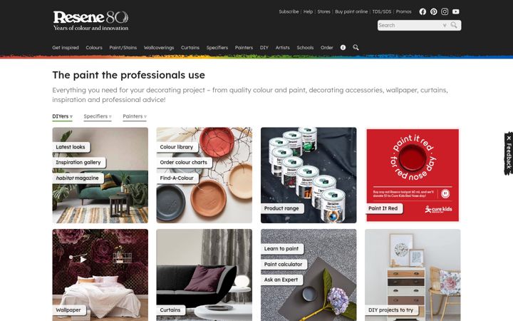 Screenshot of resene.co.nz