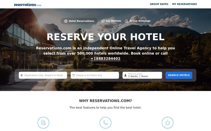 Screenshot von reservations.com