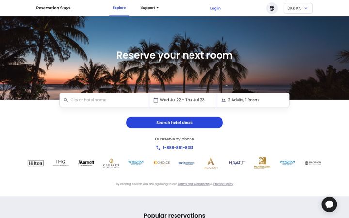 Screenshot of reservationstays.com