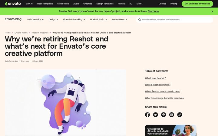 Screenshot of reshot.com