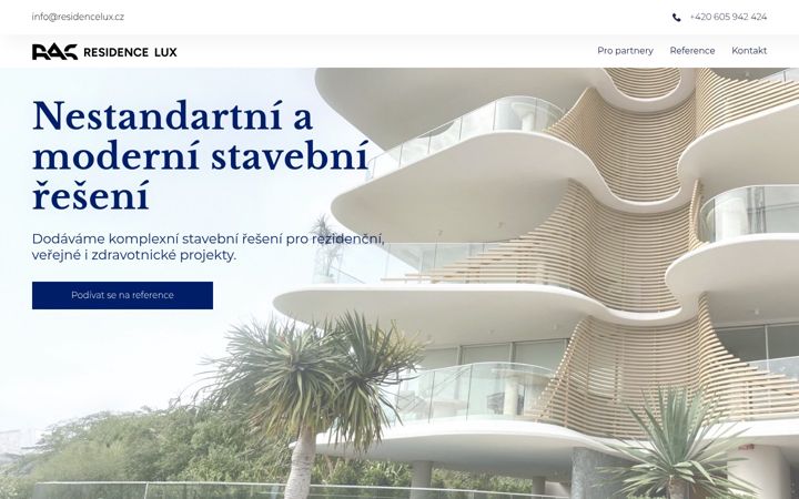 Snímek obrazovky residencelux.cz