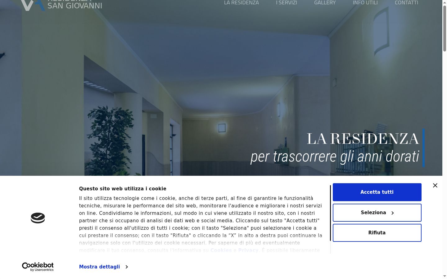 Screenshot del banner di consenso mostrato prima di qualsiasi interazione