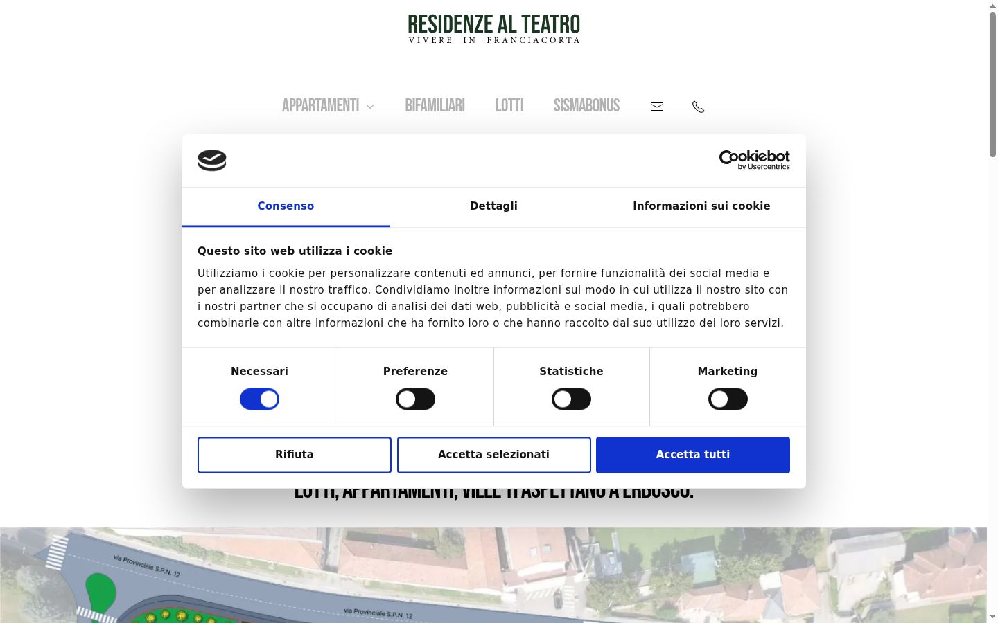 Screenshot del banner di consenso mostrato prima di qualsiasi interazione