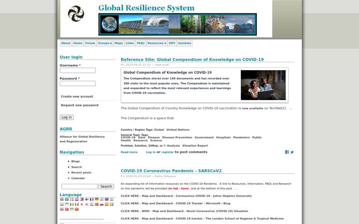 Snimka zaslona za resiliencesystem.org