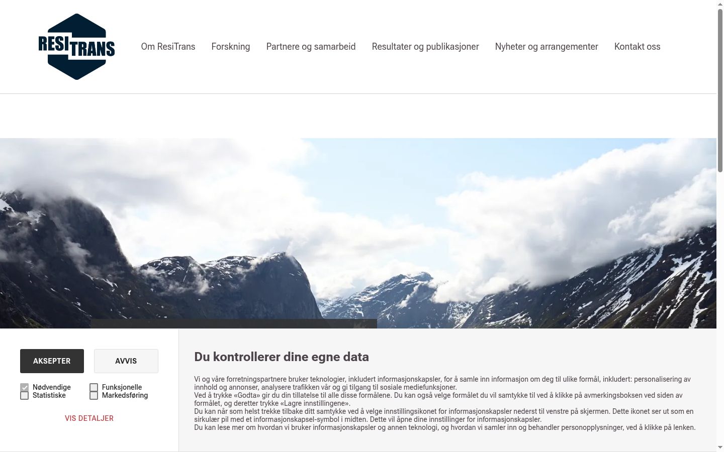 Screenshot des Einwilligungsbanners vor jeglicher Interaktion