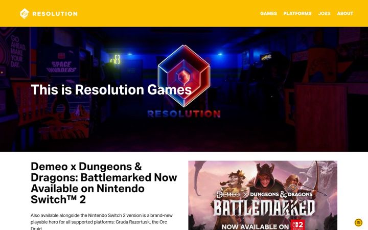 Ekrānuzņēmums no resolutiongames.com