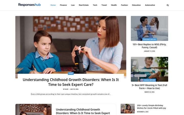 Screenshot of responseshub.com