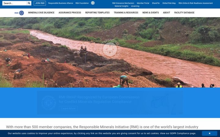 Screenshot of responsiblemineralsinitiative.org
