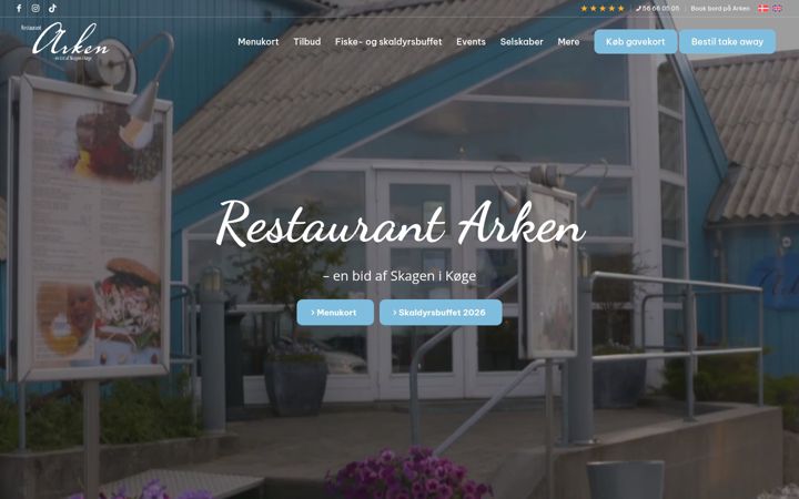 Kuvakaappaus sivustosta restaurant-arken.dk