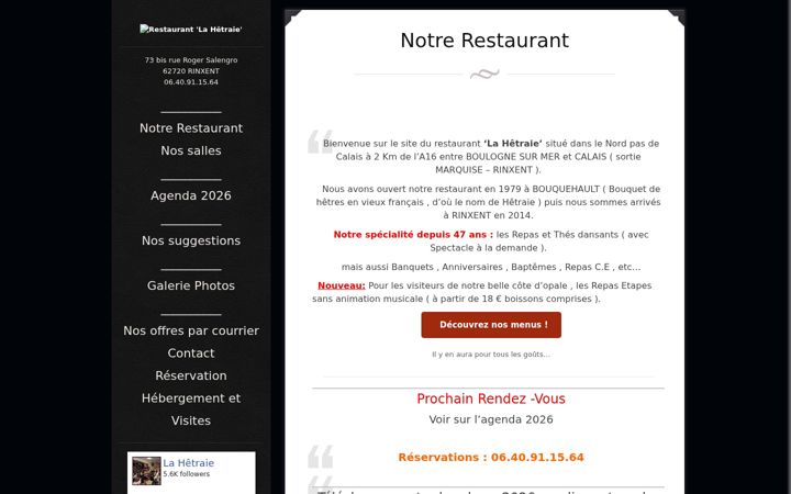 Screenshot of restaurant-la-hetraie.com