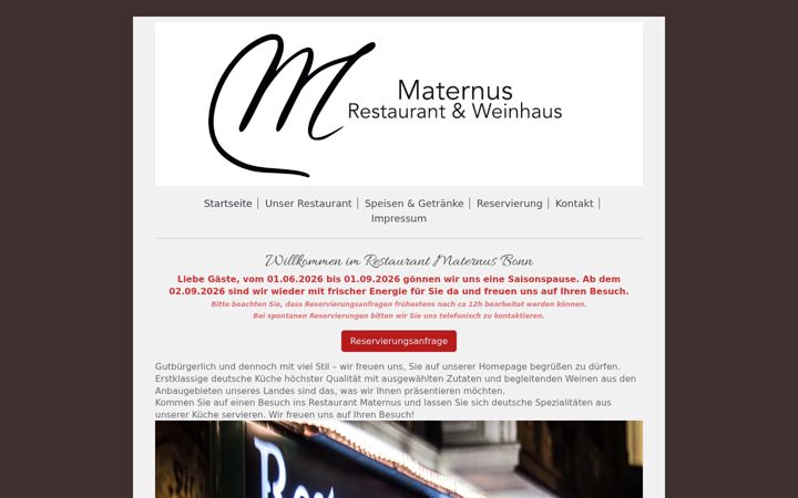 Ekrānuzņēmums no restaurant-maternus.de